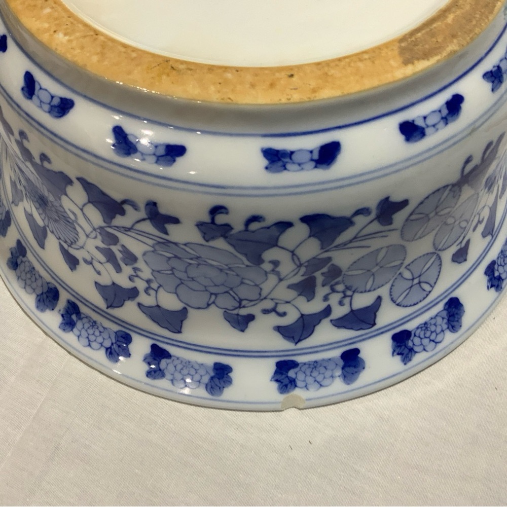 Vintage Large Chinese blue and white porcelain ink wash basin - Picture 7 of 12